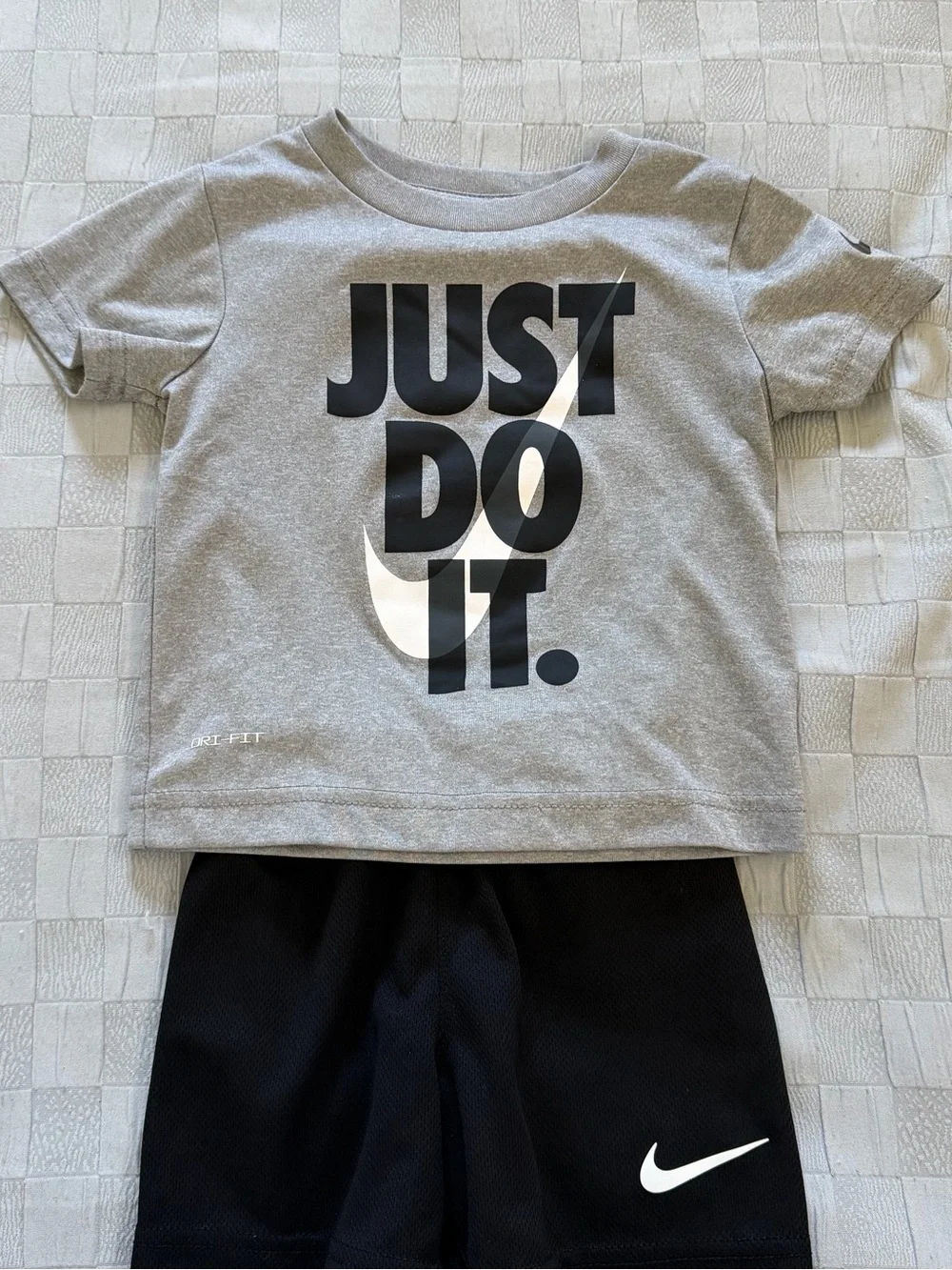 Nike Gray & Black 'Just Do It' Short Sleeve Top and Shorts Set